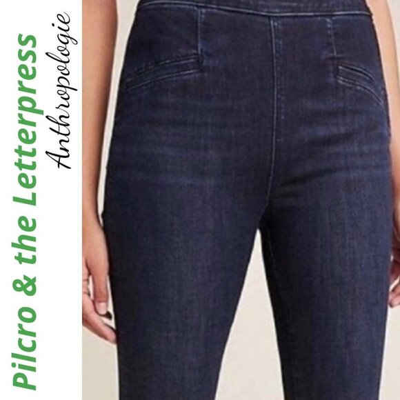 PILCRO & THE LETTERPRESS High Rise Denim Leggings Medium Wash Side Zip, Size 28 - Picture 6 of 13